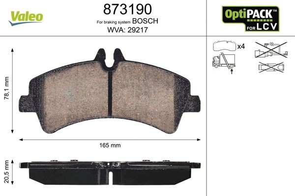 29217 VALEO Rear Axle, excl. wear warning contact, without bolts/screws, for difficult operating conditions Height: 78,1mm, Width: 165mm, Thickness: 20,5mm Brake pads 873190 buy