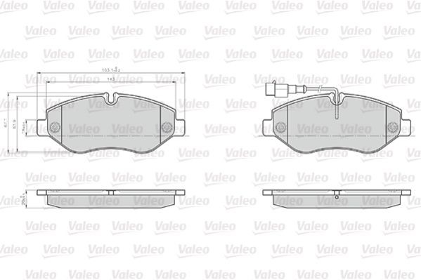 VALEO 872230 Brake pad set Front Axle, incl. wear warning contact, without bolts/screws, for difficult operating conditions