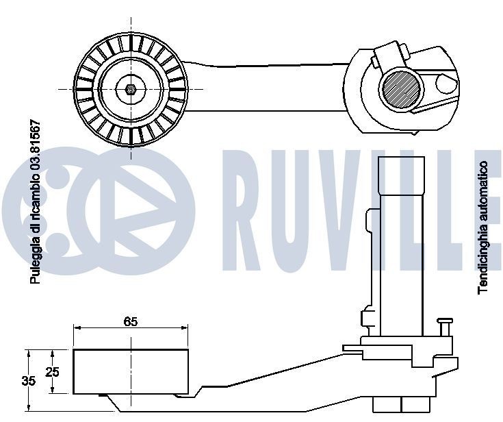 Original 57073 RUVILLE Deflection guide pulley v ribbed belt MAZDA