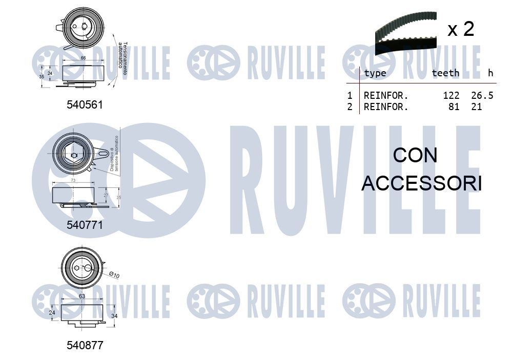 RUVILLE 56368701 Timing belt kit with water pump AUDI A3 Sportback (8PA) S3 quattro 265 hp Petrol 2010