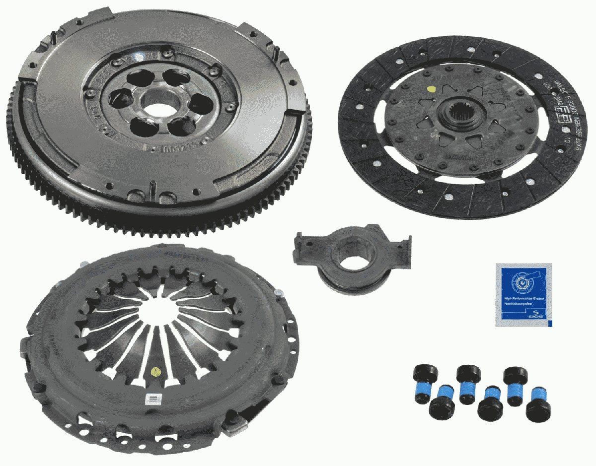 2290 601 078 SACHS Clutch set FIAT with clutch pressure plate, with dual-mass flywheel, with flywheel screws, with clutch disc, with clutch release bearing, 230mm