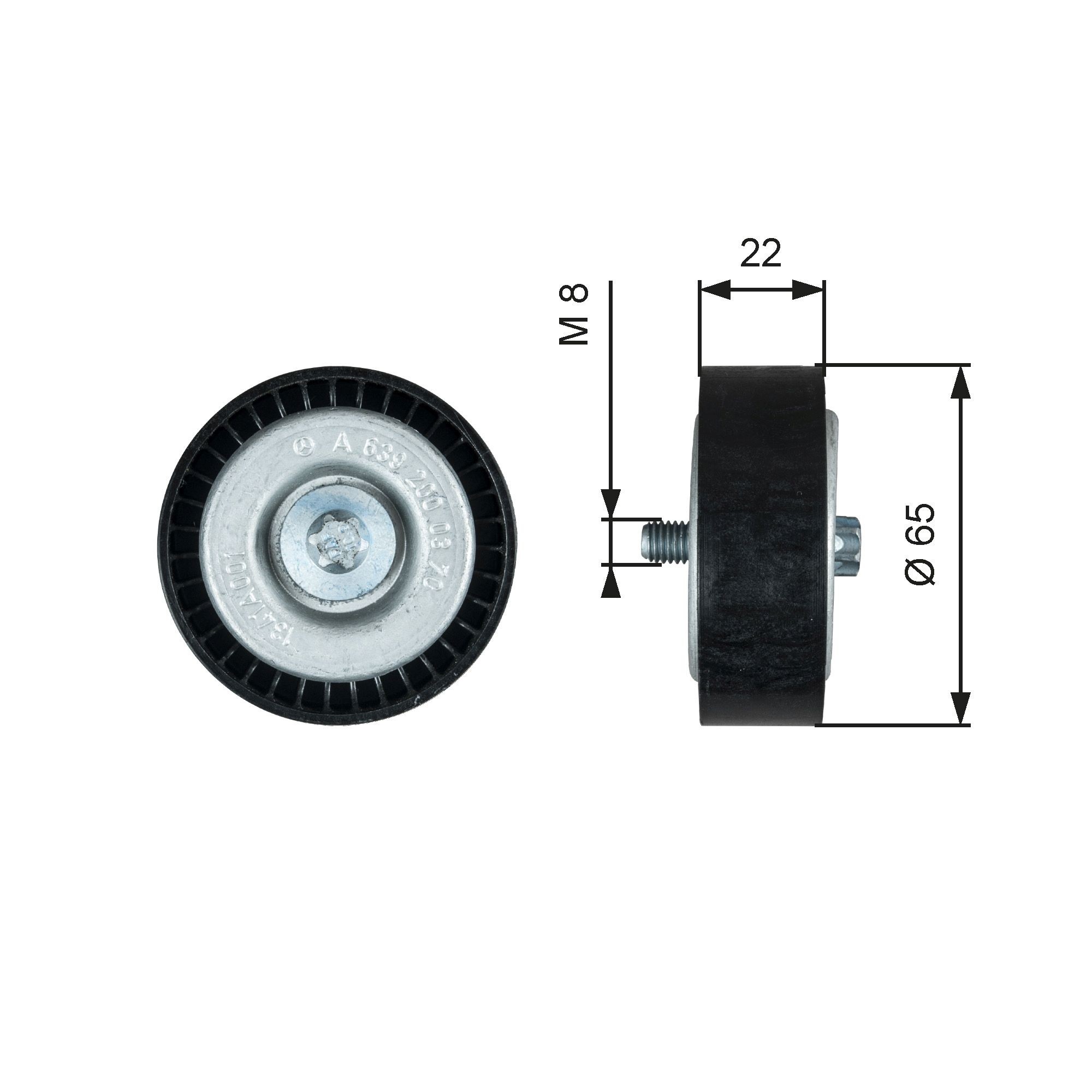 Smart Deflection / Guide Pulley, v-ribbed belt GATES T36734 at a good price