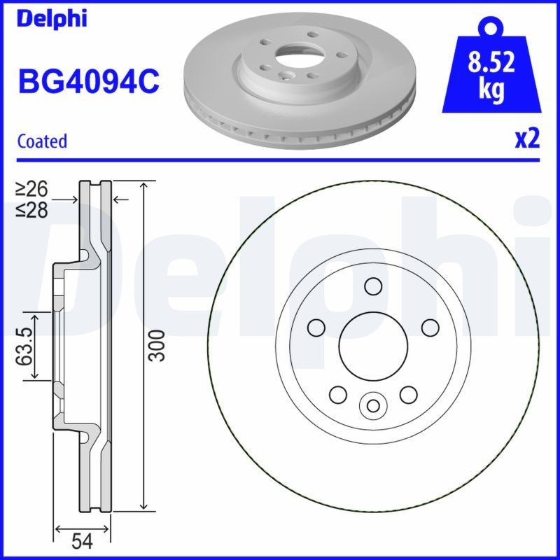 DELPHI BG4094C Brake discs LAND ROVER DISCOVERY 2009 in original quality