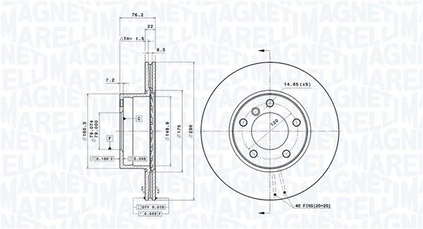 Original MAGNETI MARELLI DFV0163 Brake disc kit 360406016301 for BMW 5 Series