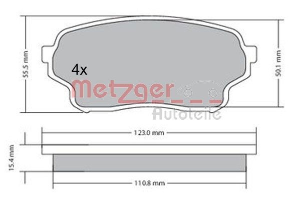 24301 METZGER Front Axle, with acoustic wear warning, with anti-squeak plate Height: 55,1mm, Width: 123mm, Thickness: 15,8mm Brake pads 1170669 buy