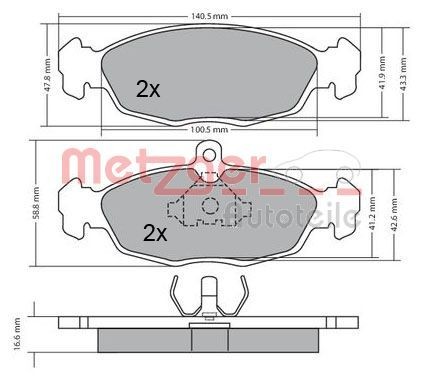 METZGER 1170015 Brake pad set excl. wear warning contact, with anti-squeak plate