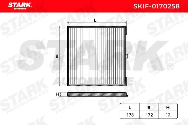 SKIF-0170258 Air con filter SKIF-0170258 STARK Particulate Filter, 184 mm x 183 mm x 12 mm
