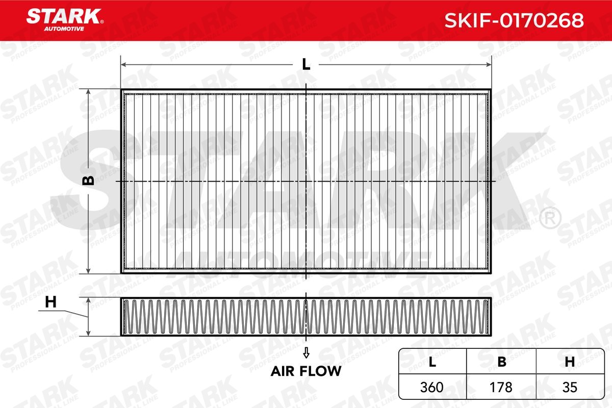 STARK SKIF-0170268 Pollen filter Activated Carbon Filter, 360 mm x 178 mm x 35 mm
