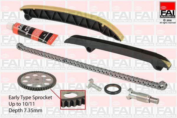 FAI AutoParts TCK208 Timing chain kit with gears, with gaskets/seals, Simplex, Low-noise chain