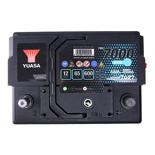 YUASA YBX7027 Auto battery 12V 65Ah 600A with load status display, EFB Battery