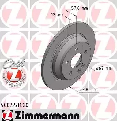ZIMMERMANN COAT Z 300x12mm, 6/5, 5x112, solid, Coated, High-carbon Ø: 300mm, Rim: 5-Hole, Brake Disc Thickness: 12mm Brake rotor 400.5511.20 buy