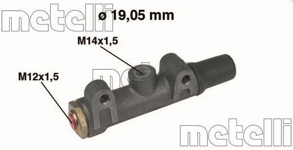 METELLI 05-0002 Brake master cylinder D1: 19,05 mm, Cast Iron