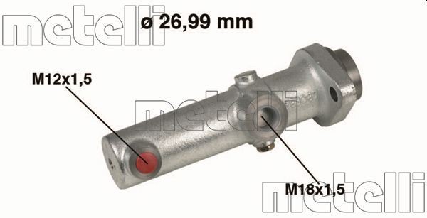 METELLI 05-0153 Brake master cylinder D1: 27,00 mm, Cast Iron