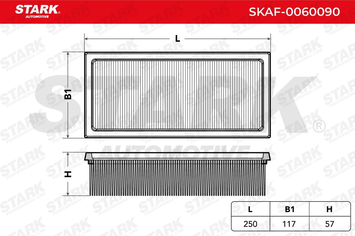 STARK SKAF-0060090 Engine filter 57mm, 117mm, 250mm, Filter Insert, Air Recirculation Filter