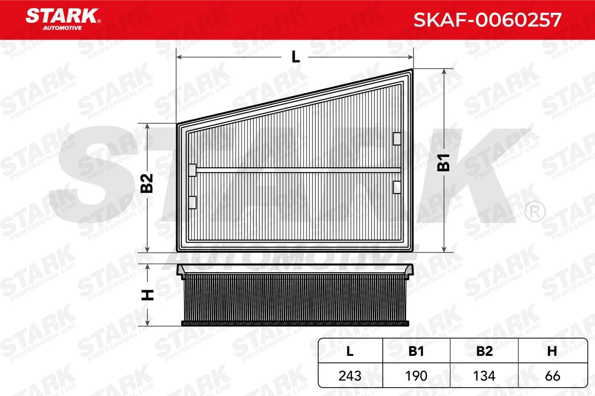 STARK SKAF-0060257 Air filter 66mm, 190mm, 243mm, Filter Insert, with pre-filter