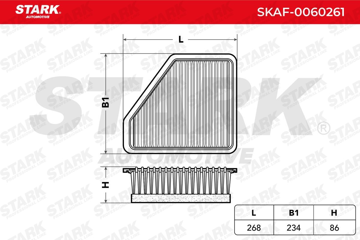 miniatura 4  - STARK Filtro de aire SKAF-0060261 268mm 234mm 86mm