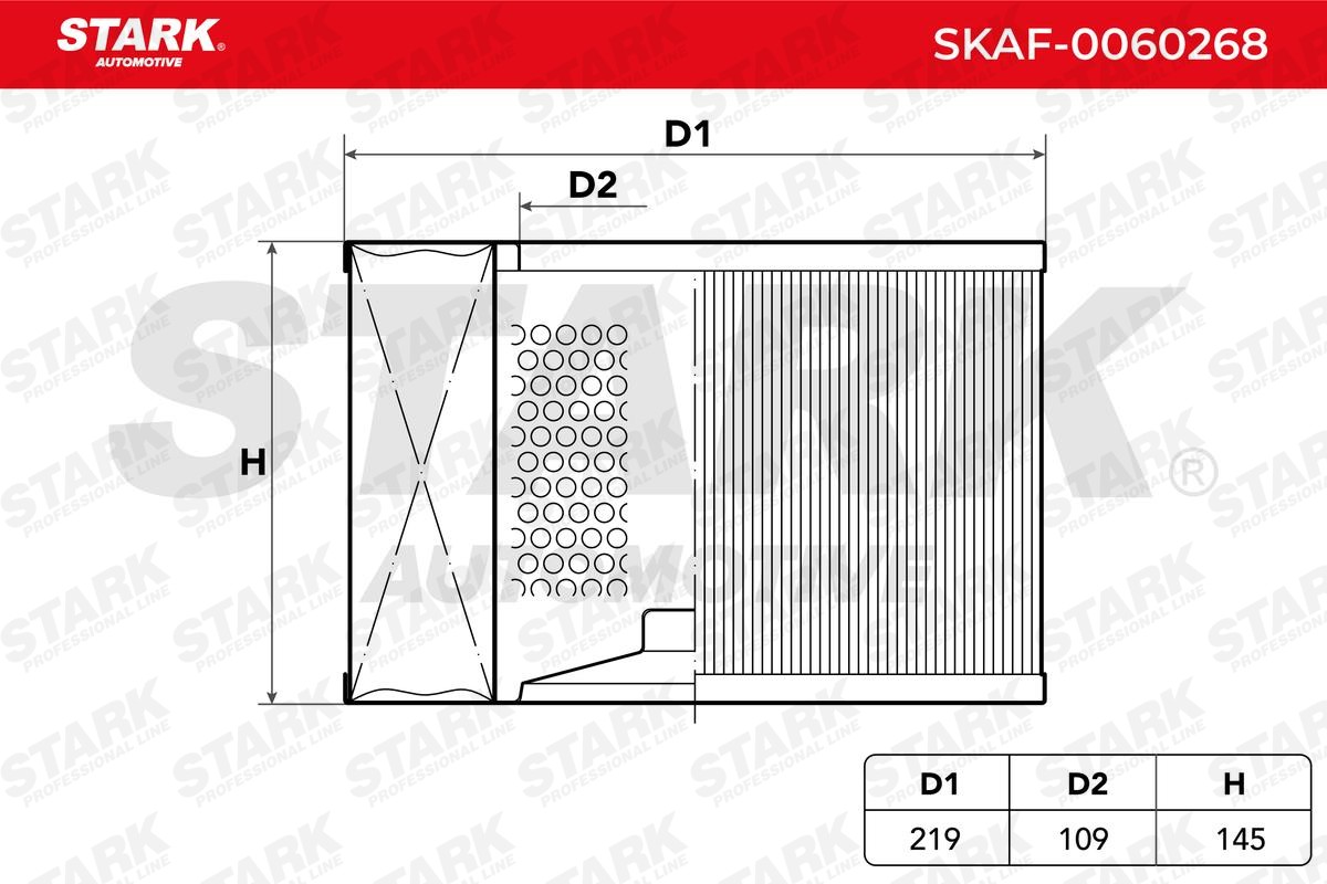 STARK SKAF-0060268 Air filter 145mm, 220mm, Filter Insert