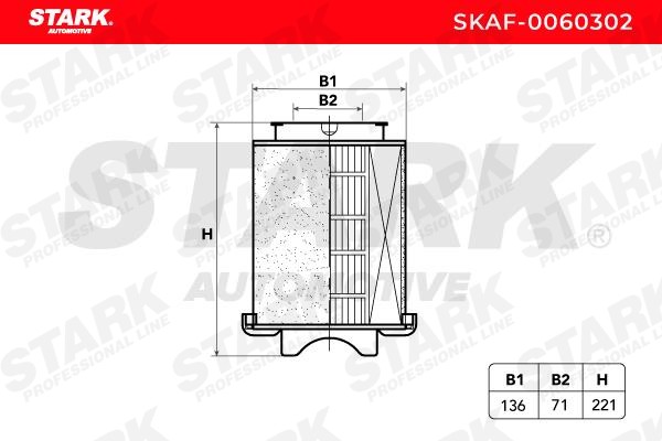 STARK SKAF-0060302 Luftfilter 150mm, zylindrisch, Filtereinsatz,  Umluftfilter, mit Vorfilter SKAF-0060302