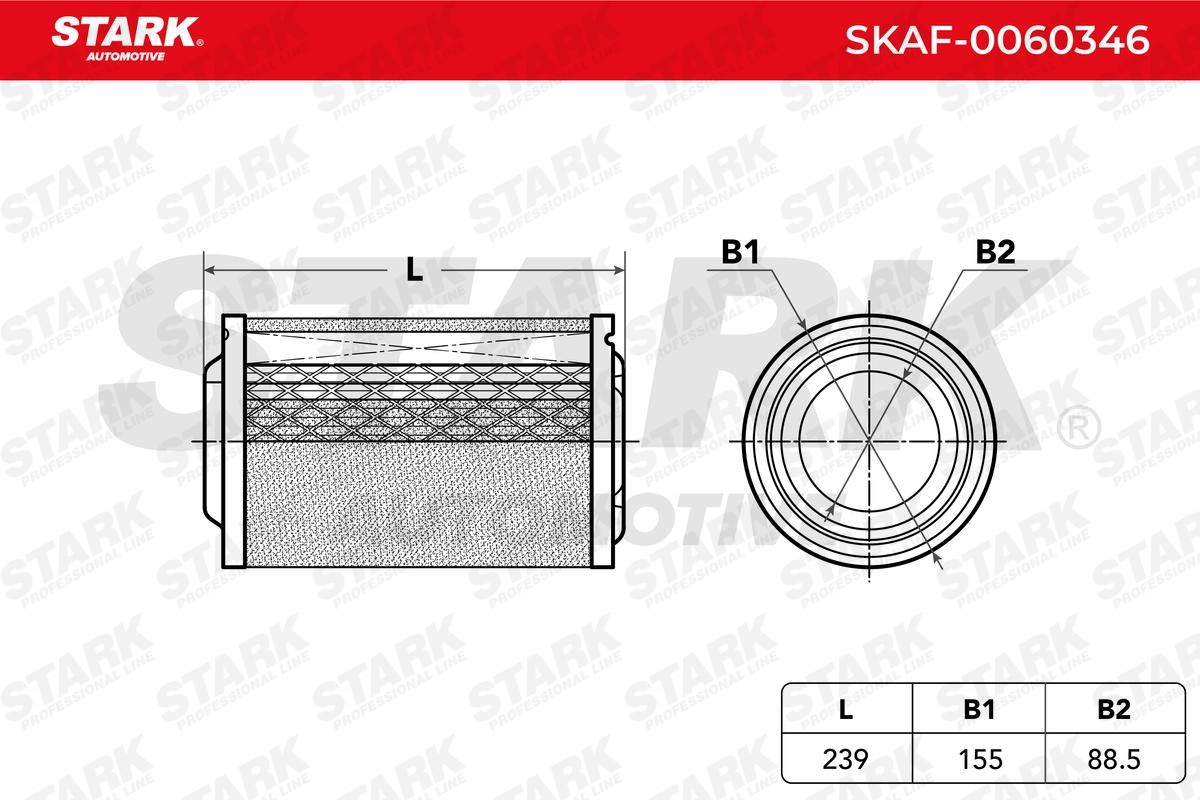 STARK SKAF-0060346 Engine filter 240mm, 146mm, Cylindrical, Filter Insert, with pre-filter
