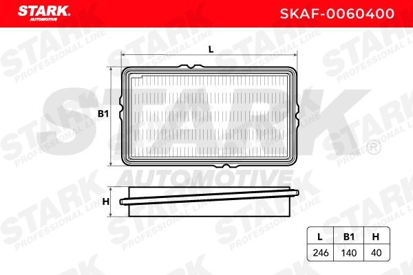 SKAF-0060400 Air filter SKAF-0060400 STARK 40mm, rectangular, Filter Insert