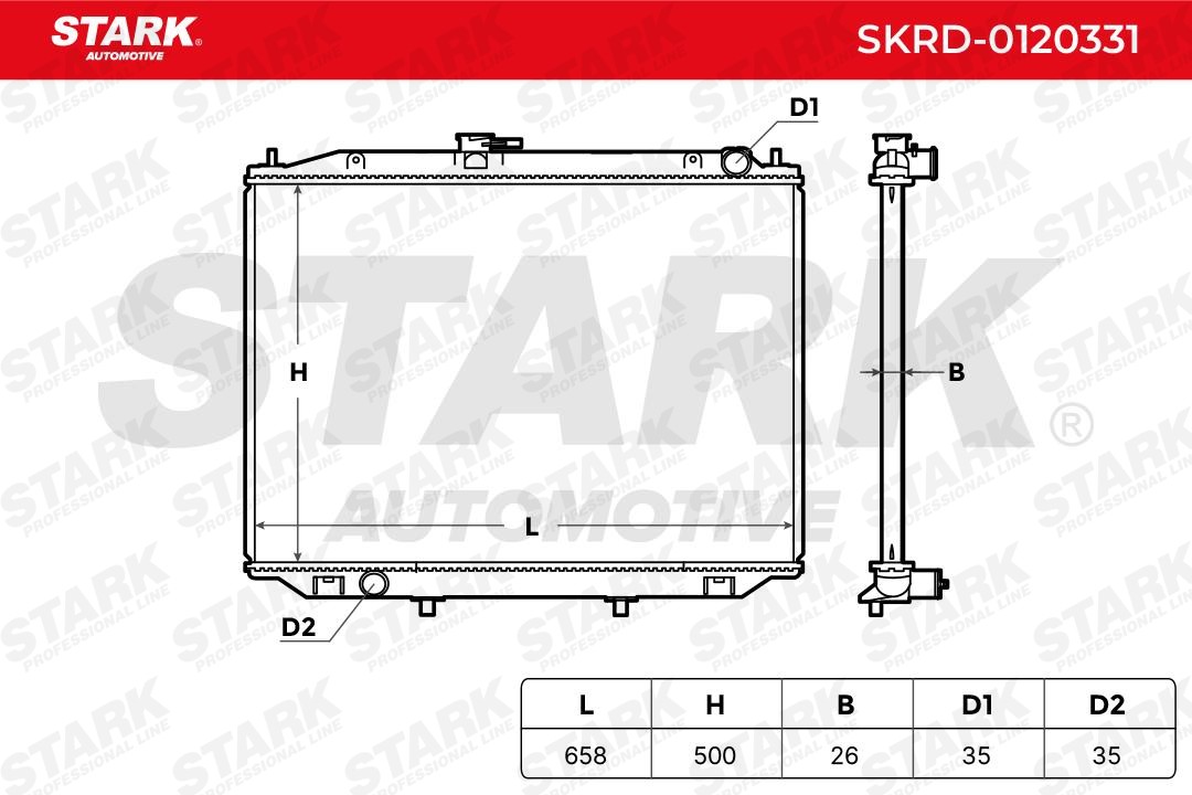 SKRD-0120331 Radiator SKRD-0120331 STARK Plastic, Aluminium, for vehicles with/without air conditioning, for manual transmission