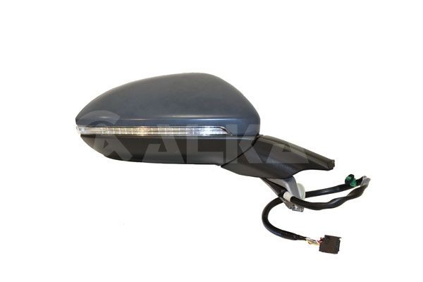 ALKAR 6148138 Wing mirror Right, primed, Electric, Heatable, with memory, Electronically foldable, Convex, with Peripheral Lighting, for left-hand drive vehicles