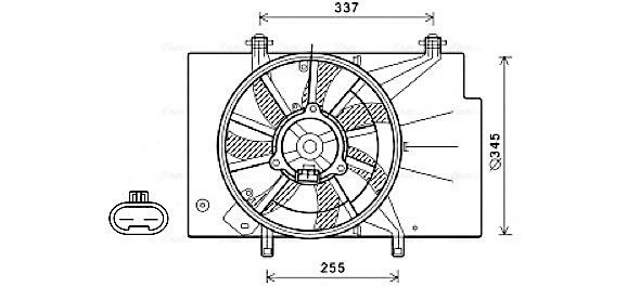 AVA COOLING SYSTEMS FD7582 Fan, radiator Ø: 345 mm, 12V, 180W, with radiator fan shroud, without integrated regulator