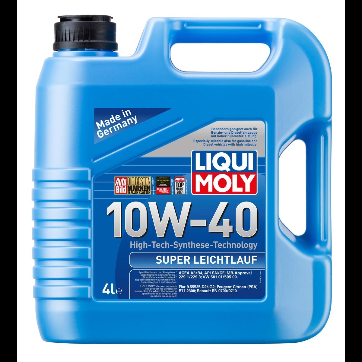 LIQUI MOLY Leichtlauf, Super 9504 Engine oil 10W-40, 4l, Part Synthetic Oil