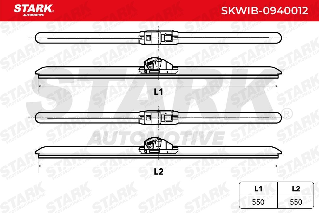 SKWIB-0940012 Window wiper SKWIB-0940012 STARK 550 mm Front, Beam, with spoiler, for left-hand drive vehicles