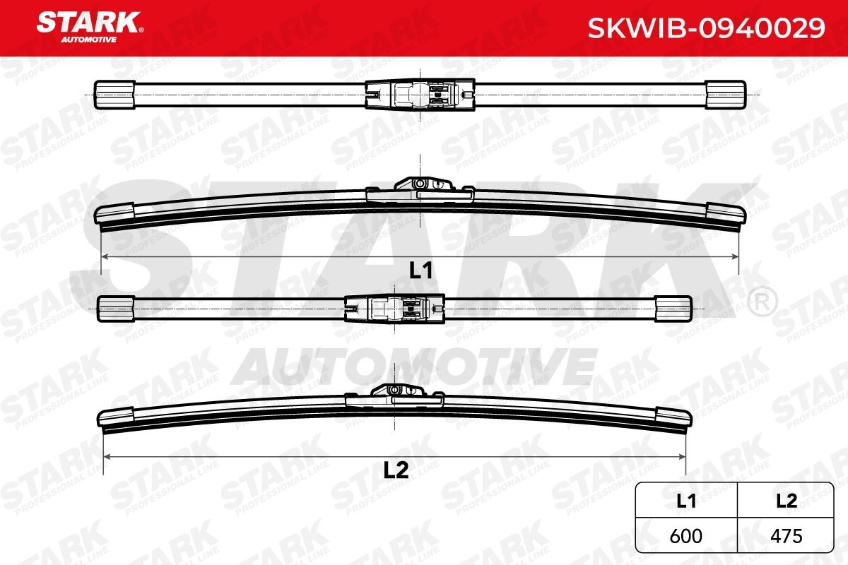 SKWIB-0940029 Window wiper SKWIB-0940029 STARK 600, 475 mm Front, Beam