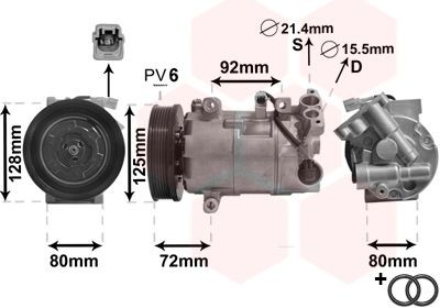 VAN WEZEL *** IR PLUS *** 4300K489 Air conditioning compressor 12V, PAG 46, R 134a, without magnetic clutch, with accessories