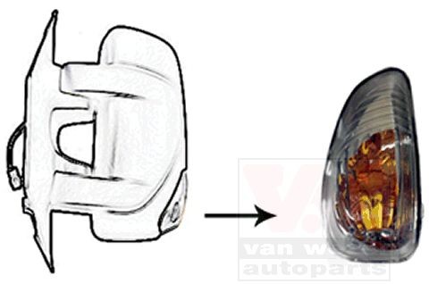VAN WEZEL dark, Left Exterior Mirror, without bulb, without bulb holder, W16W Lamp Type: W16W Indicator 3799919 buy