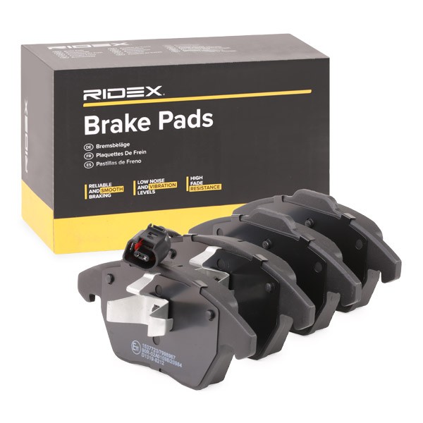 RIDEX 402B0009 Brake pad set Front Axle, incl. wear warning contact, with integrated wear warning contact