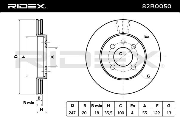 Bremsscheibe RIDEX 82B0050 - TOYOTA Autotuning Ersatzteile online kaufen