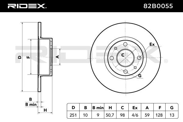 82B0055 Disco freno RIDEX prodotti di marca a buon mercato