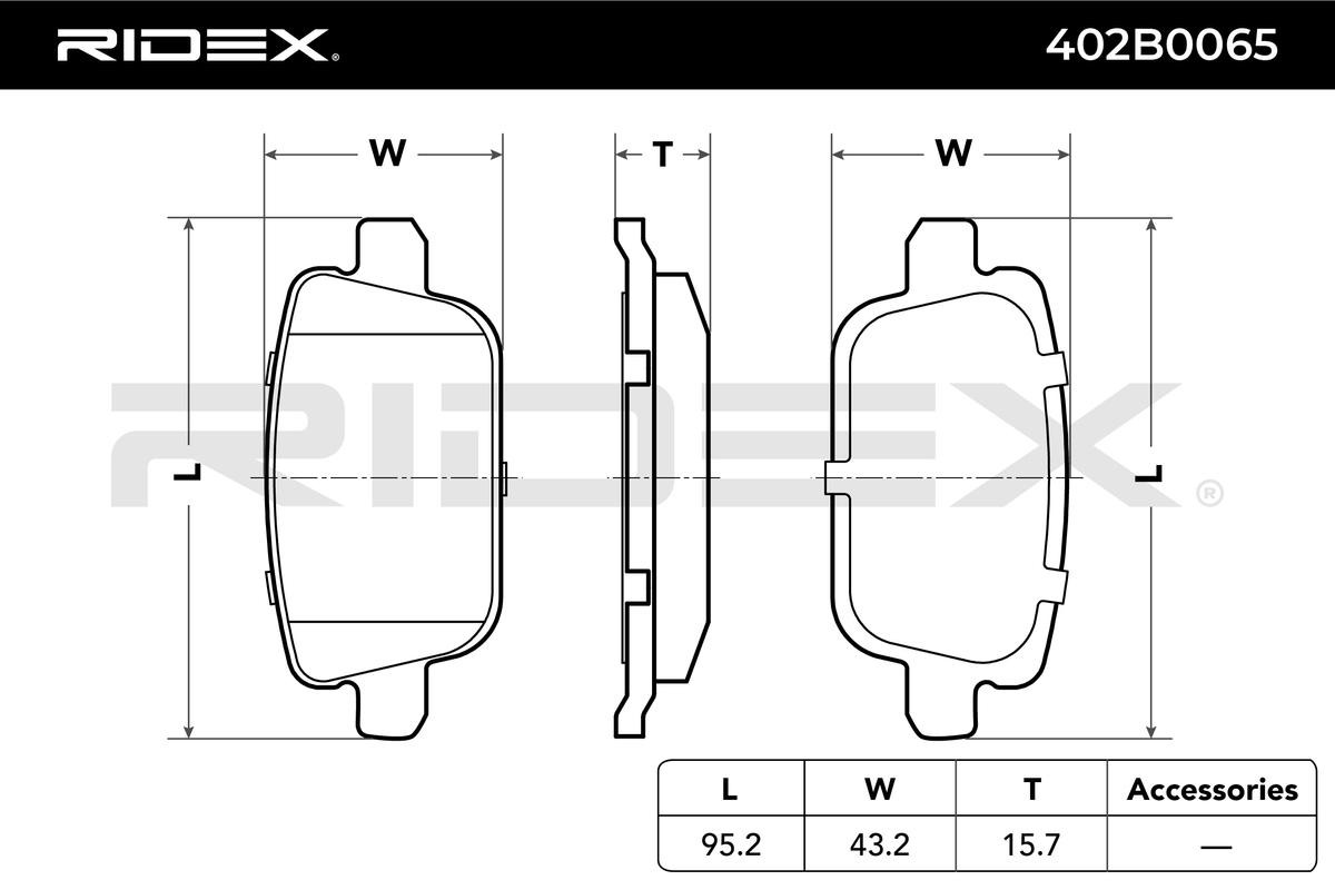 402B0065 Bremsbeläge RIDEX 402B0065 - Große Auswahl - stark reduziert