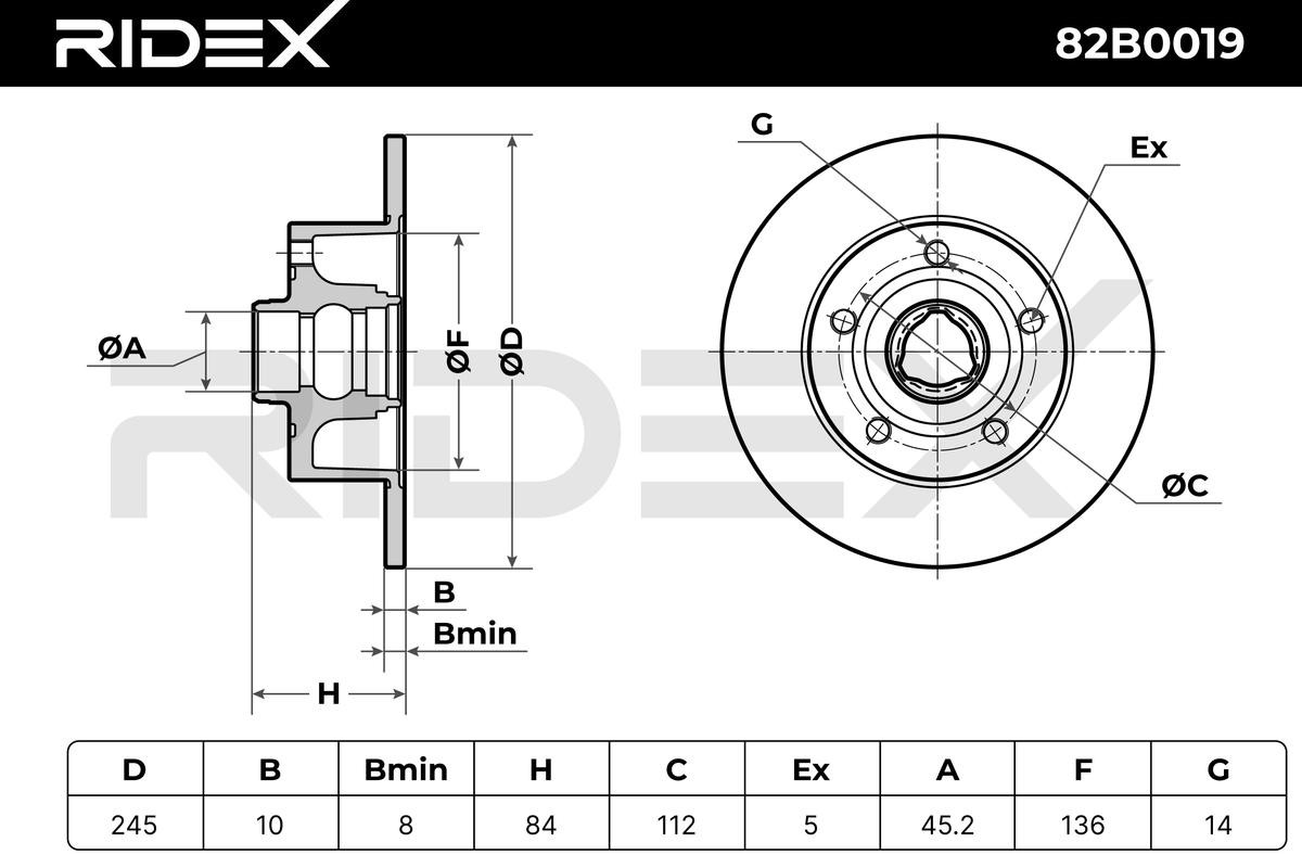 Original RIDEX Brake disc kit 82B0019 for AUDI A4