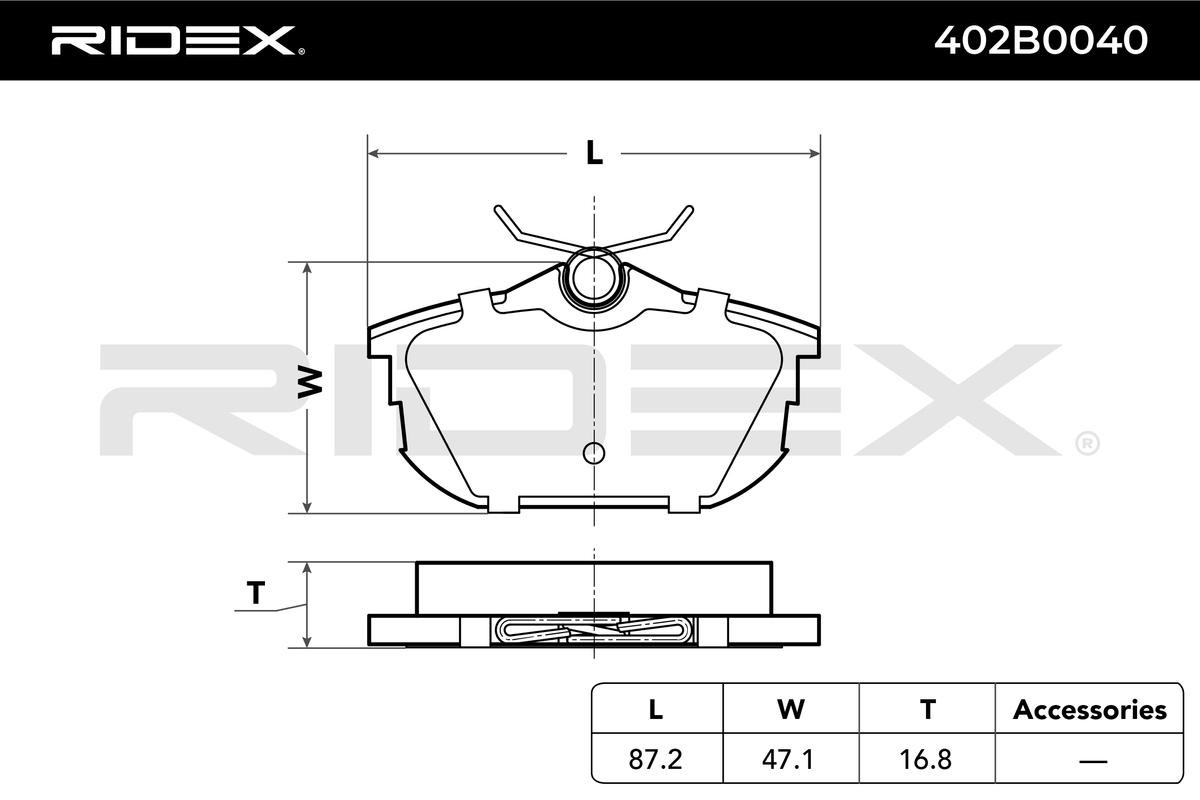 402B0040 Disc brake pads RIDEX 402B0040 review and test
