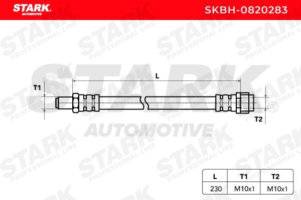 STARK SKBH-0820283 Flexible brake hose Rear Axle both sides, 230 mm, INN. M10x1, 258 mm