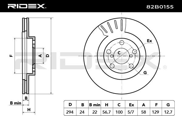 OEM-quality RIDEX 82B0155 Brake rotor