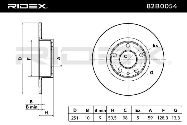 82B0054 Disco freno RIDEX prodotti di marca a buon mercato