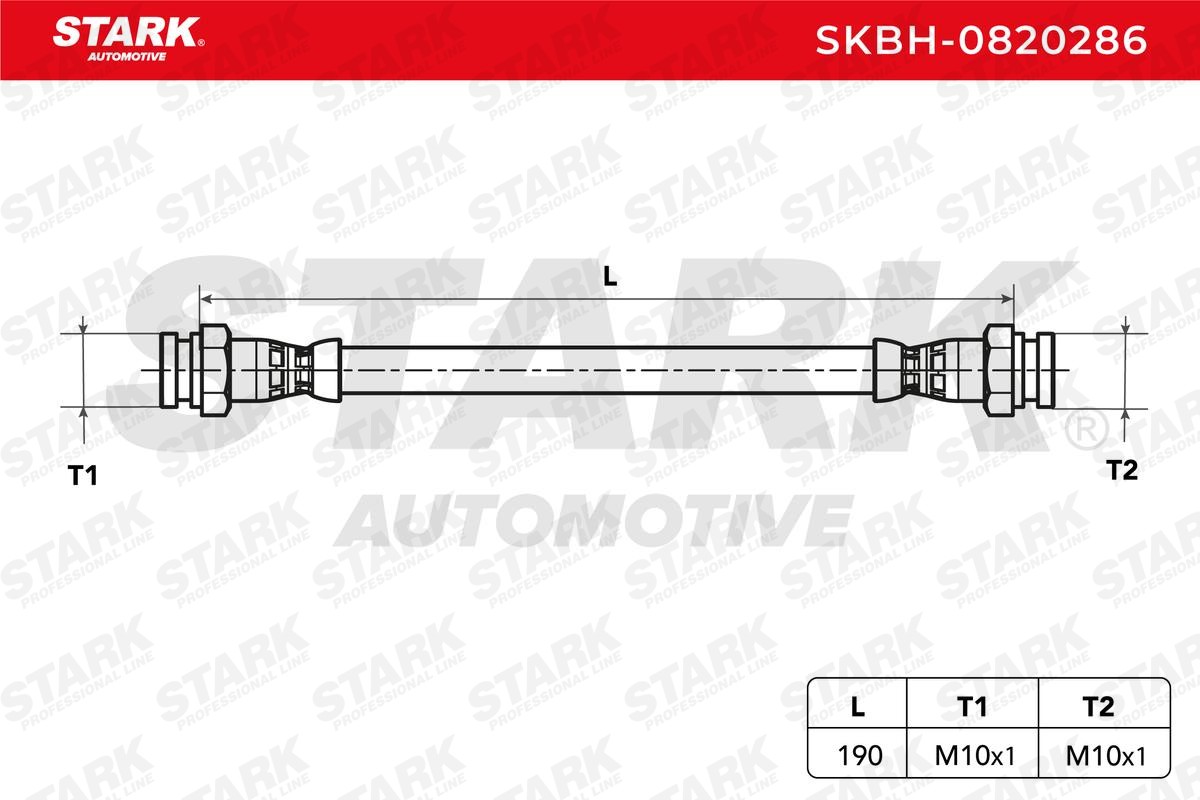 STARK Rear Axle both sides, 190 mm, INN. M10x1 Length: 190mm, Thread Size 1: INN. M10x1, Thread Size 2: INN. M10x1 Brake line SKBH-0820286 buy