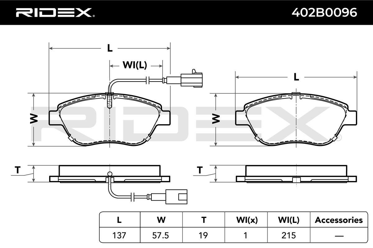402B0096 Bremsbeläge RIDEX 402B0096 - Große Auswahl - stark reduziert