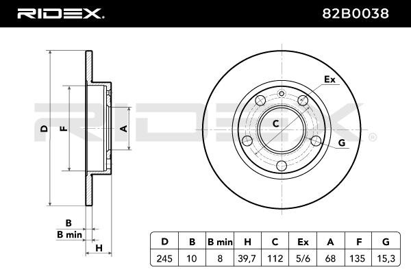 82B0038 Scheibenbremsen RIDEX in Original Qualität