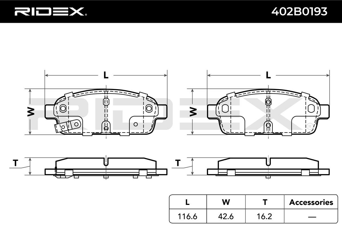 402B0193 Bremsbeläge RIDEX 402B0193 - Große Auswahl - stark reduziert