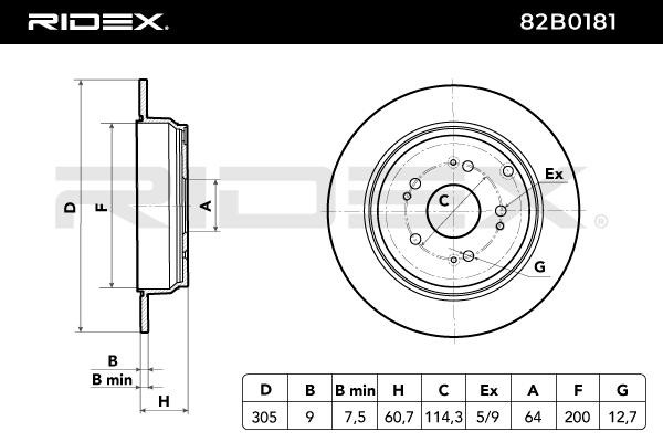 RIDEX | Scheibenbremsen 82B0181 für HONDA CR-V
