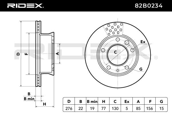 82B0234 Disco de travão RIDEX - Experiência a preços com desconto