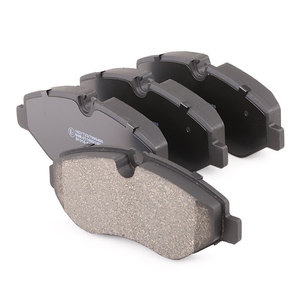 Brake pad RIDEX Front Axle, Low-Metallic, with brake caliper screws, with anti-squeak plate, with accessories - 402B0126