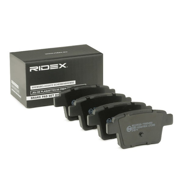 RIDEX 402B0142 Brake pad set Rear Axle, excl. wear warning contact, with anti-squeak plate, with accessories