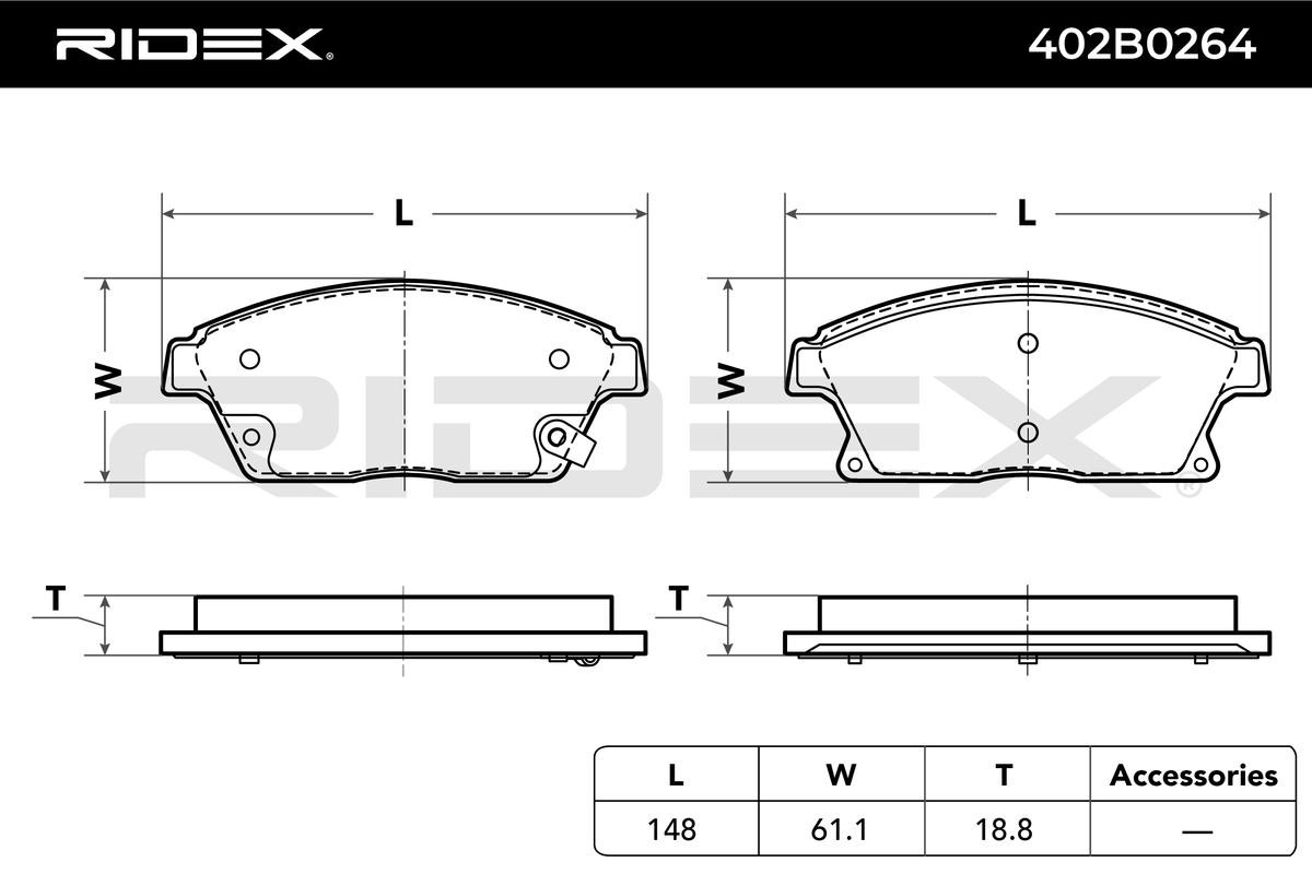 402B0264 Bremsbeläge RIDEX 402B0264 - Große Auswahl - stark reduziert